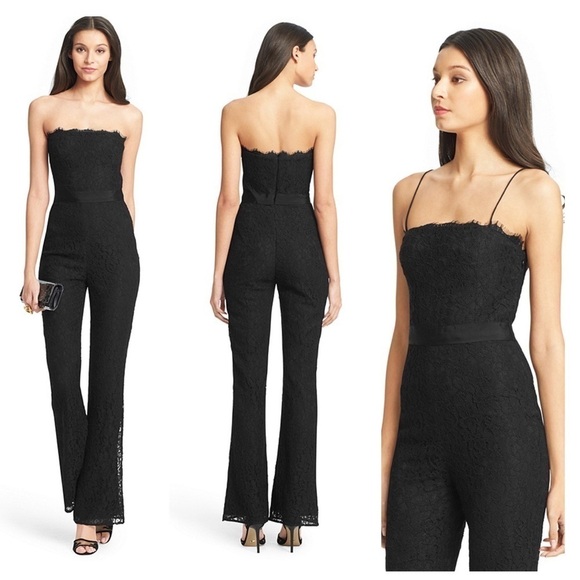 Diane Von Fustenberg Camra Lace Jumpsuit Black 4 - Picture 1 of 13
